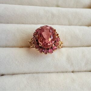 Vintage Pink Gemstone Goldtone Cocktail Ring Sz 5.5 - Sold As Is